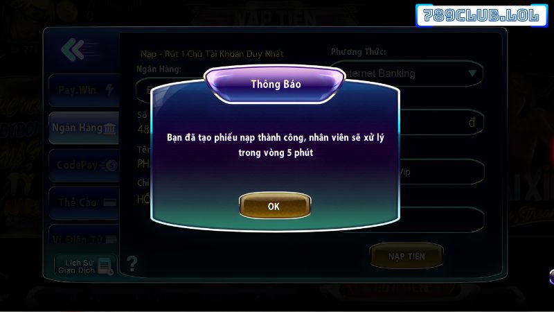 Nạp tiền 789Club qua ngân hàng
