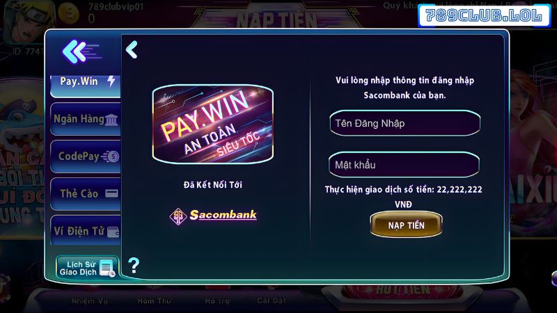Nạp tiền 789Club qua Pay.Win